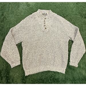 Vtg Shenandoah knit sweater men's L textured pullover gray Made in the USA